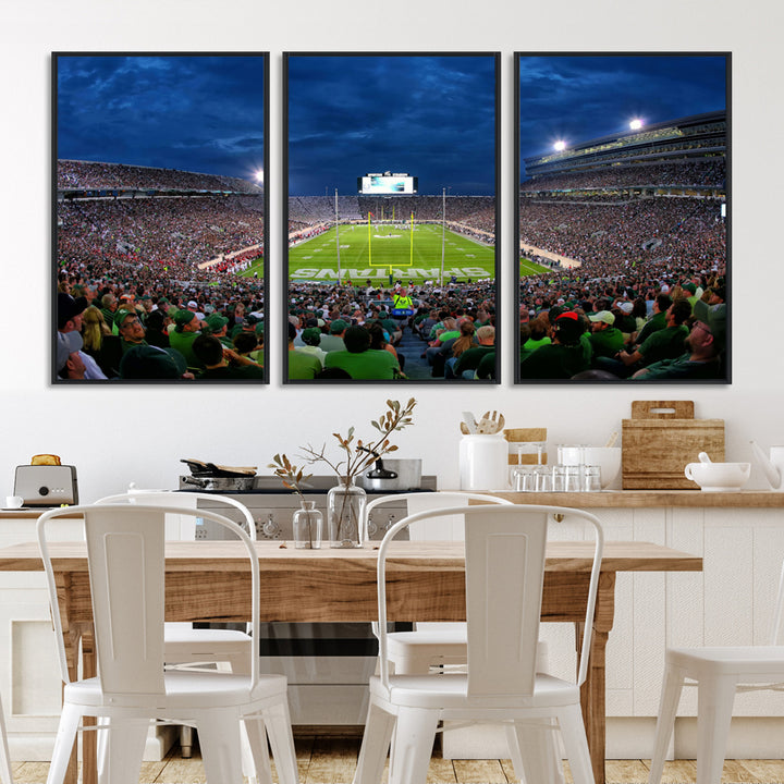 Michigan State Spartans Football Team Print - East Lansing Spartan Stadium Wall Art Canvas Print