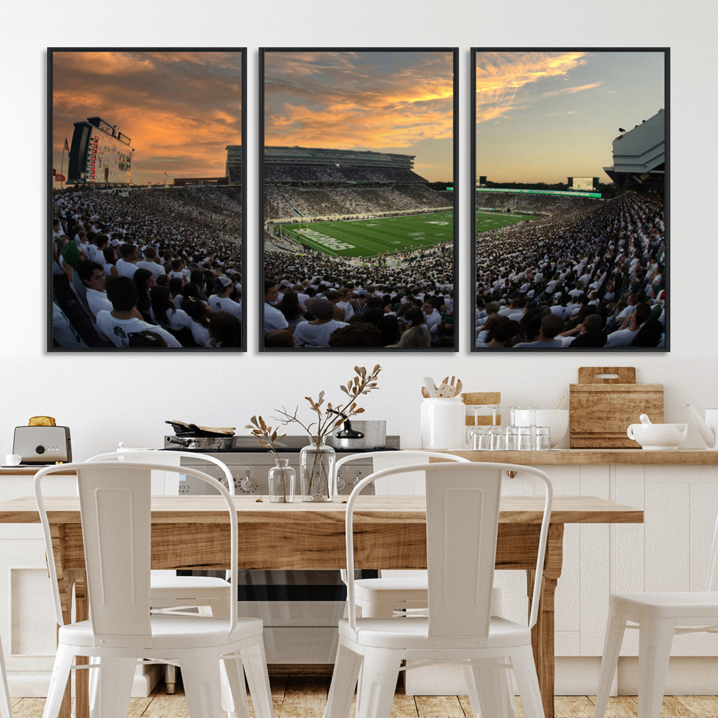MGV-FC-60X30-3P - Michigan State Spartans Football Team Print - East Lansing Spartan Stadium Wall Art Canvas Print