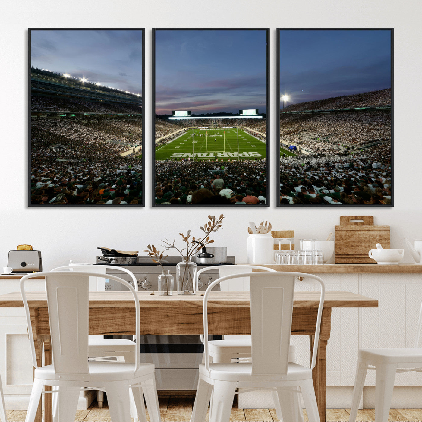 MGV-FC-60X30-3P - Michigan State Spartans Football Team Print - East Lansing Spartan Stadium Canvas Print