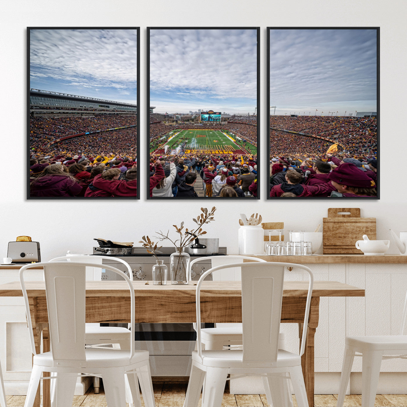 MGV-FC-60X30-3P - University of Minnesota Golden Gophers Football Team Print - Minneapolis Huntington Bank Stadium Art