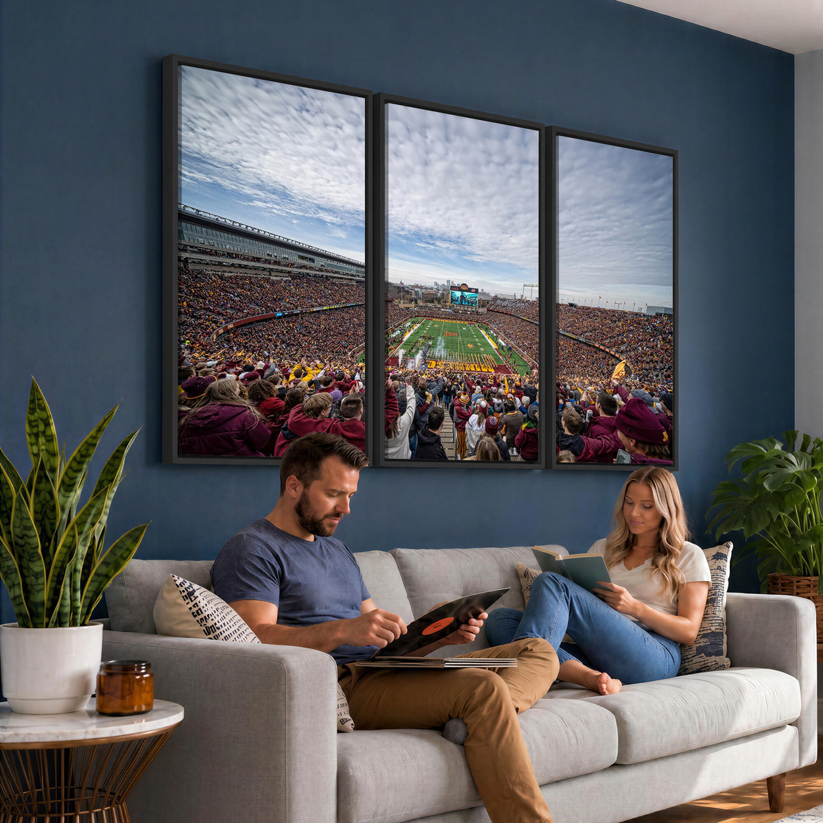 38459-PAN-FL-20X10 - University of Minnesota Golden Gophers Football Team Print - Minneapolis Huntington Bank Stadium Art