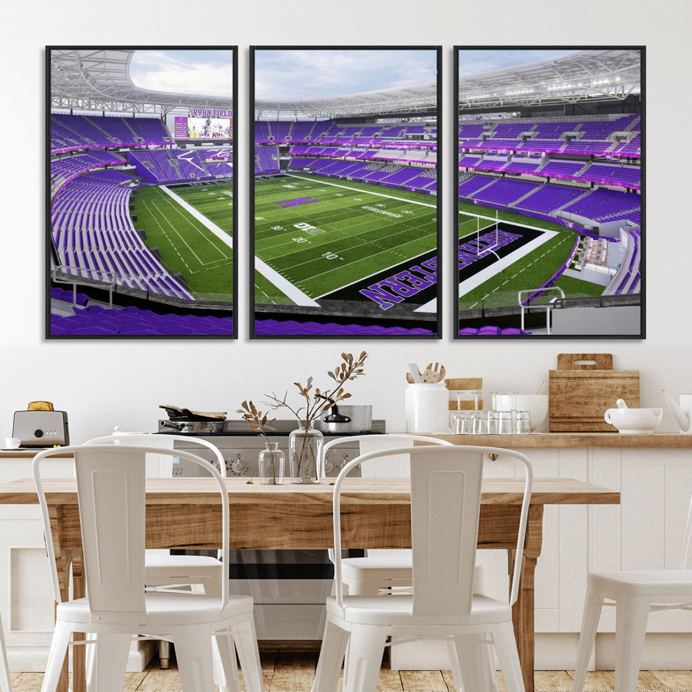 MGV-FC-60X30-3P - Northwestern University Wildcats Football Team Print - Evanston Ryan Field Wall Art Canvas Print