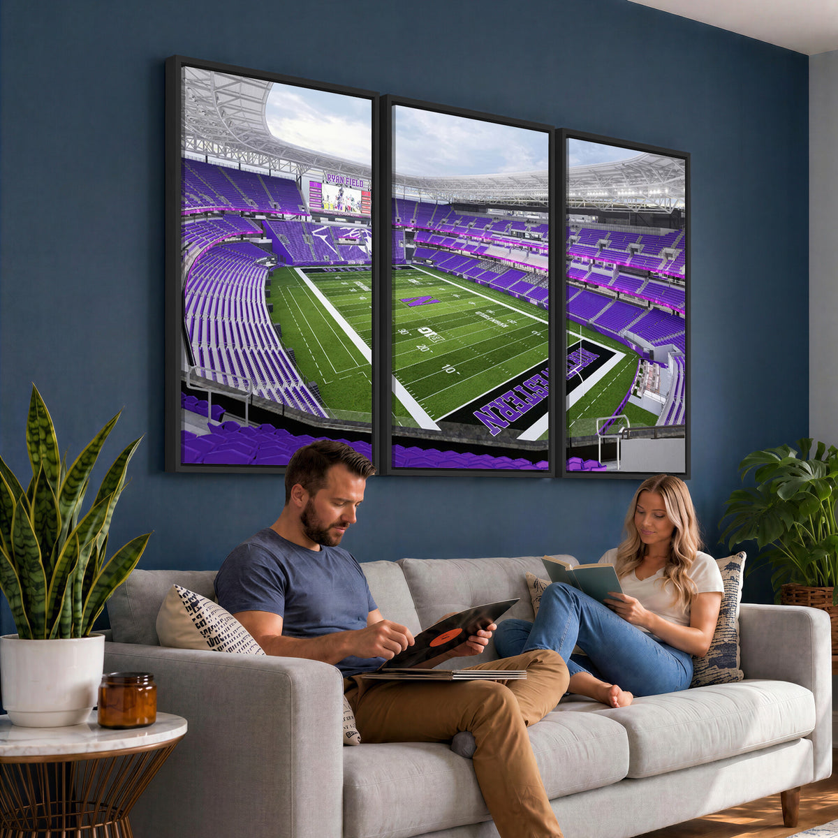 49190-MGV-CV-36X24 - Northwestern University Wildcats Football Team Print - Evanston Ryan Field Wall Art Canvas Print