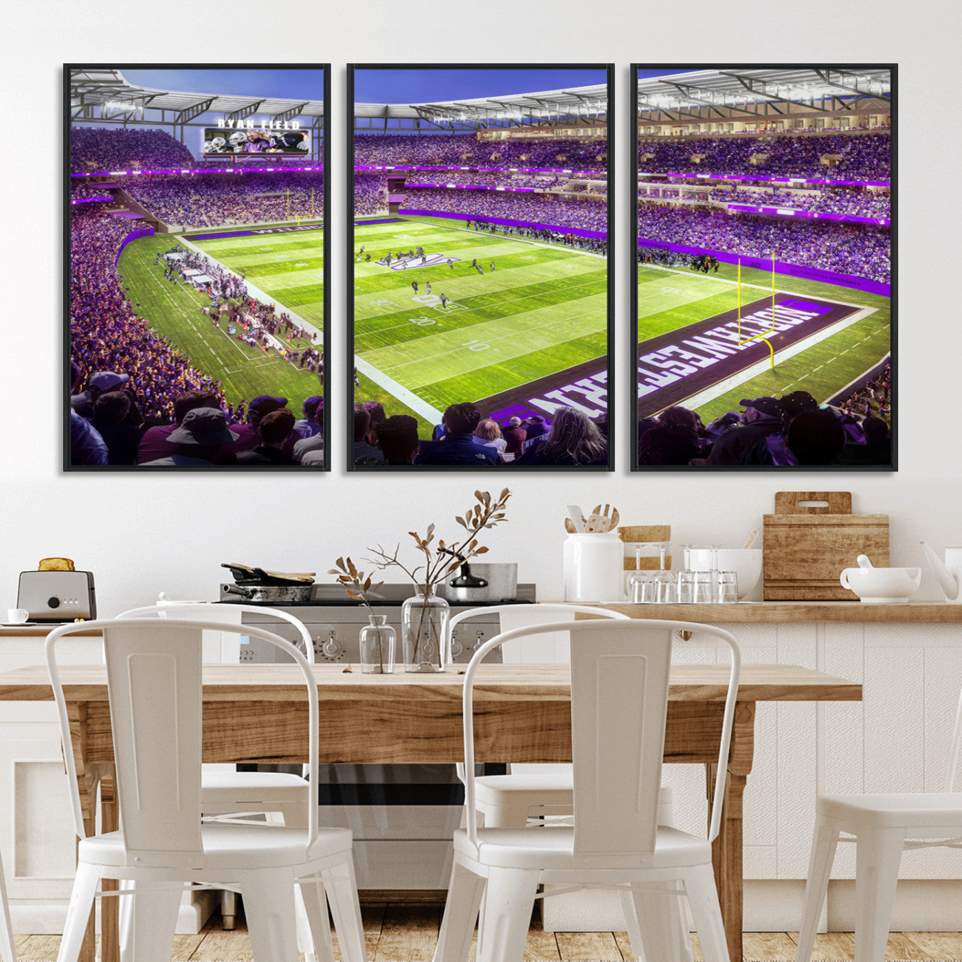 MGV-FC-60X30-3P - Northwestern University Wildcats Football Team Print - Evanston Ryan Field Wall Art Canvas Print