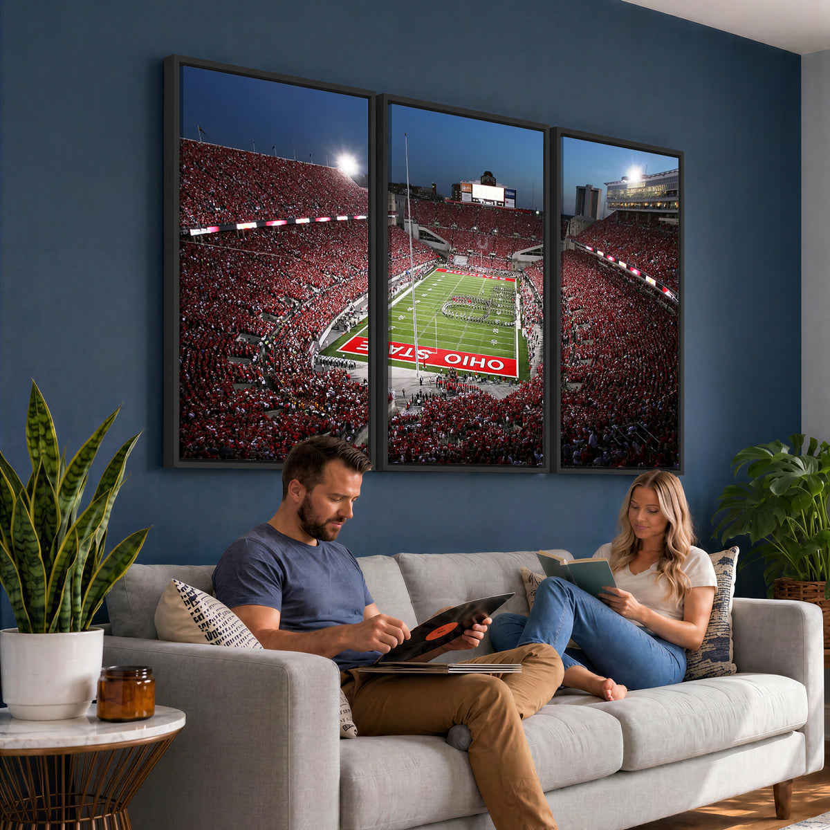 98743-PAN-FL-20X10 - Ohio State University Buckeyes Football Team Print - Columbus Ohio Stadium Wall Art Canvas Print