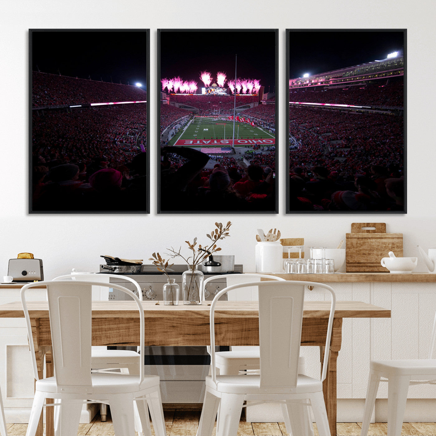 MGV-FC-60X30-3P - Ohio State University Buckeyes Football Team Print - Columbus Ohio Stadium Wall Art Canvas Print