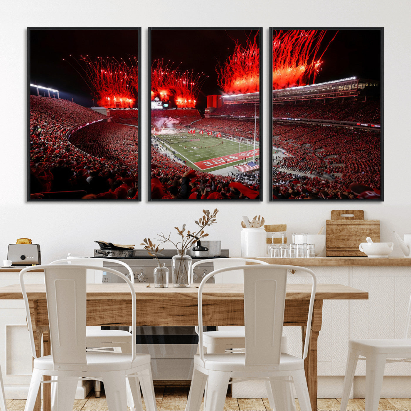 MGV-FC-60X30-3P - Ohio State University Buckeyes Football Team Print - Columbus Ohio Stadium Wall Art Canvas Print