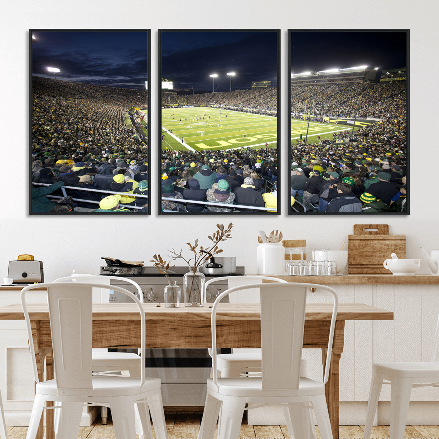 MGV-FC-60X30-3P - University of Oregon Ducks Football Team Print - Eugene Autzen Stadium Wall Art Canvas Print