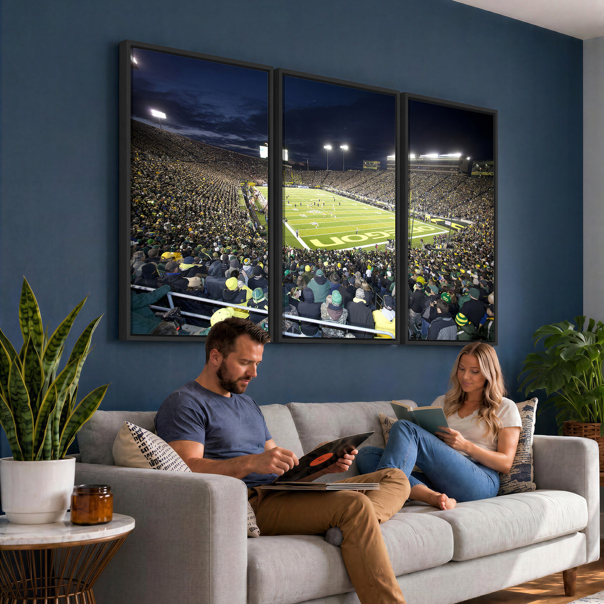 48756-PAN-FL-20X10 - University of Oregon Ducks Football Team Print - Eugene Autzen Stadium Wall Art Canvas Print