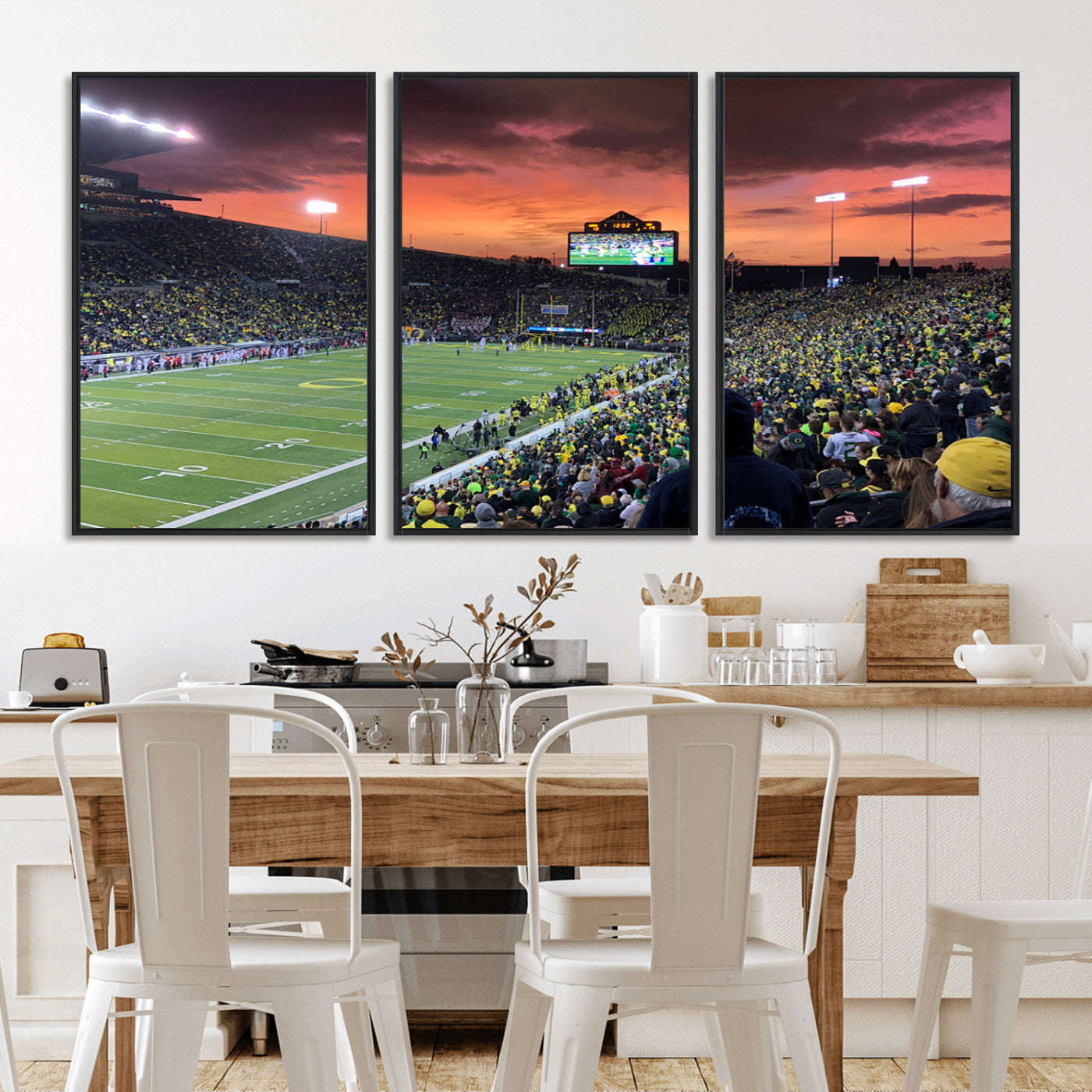 MGV-FC-60X30-3P - Eugene Autzen Stadium Canvas Wall Art Print – Sunset Over Iconic Football Field Wall Decor for Home