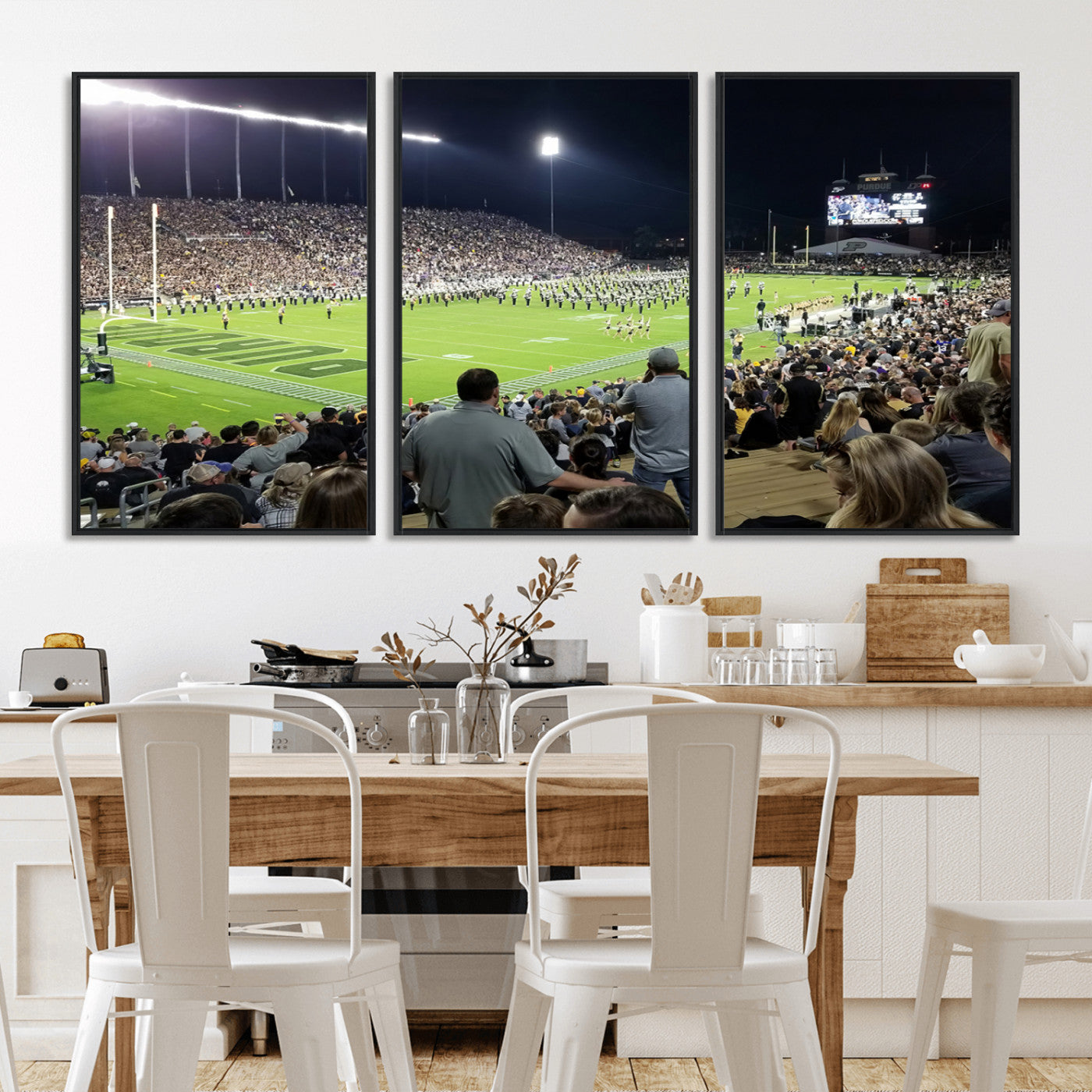 MGV-FC-60X30-3P - Purdue University Boilermakers Football Team Print - West Lafayette Ross-Ade Stadium Wall Art Canvas