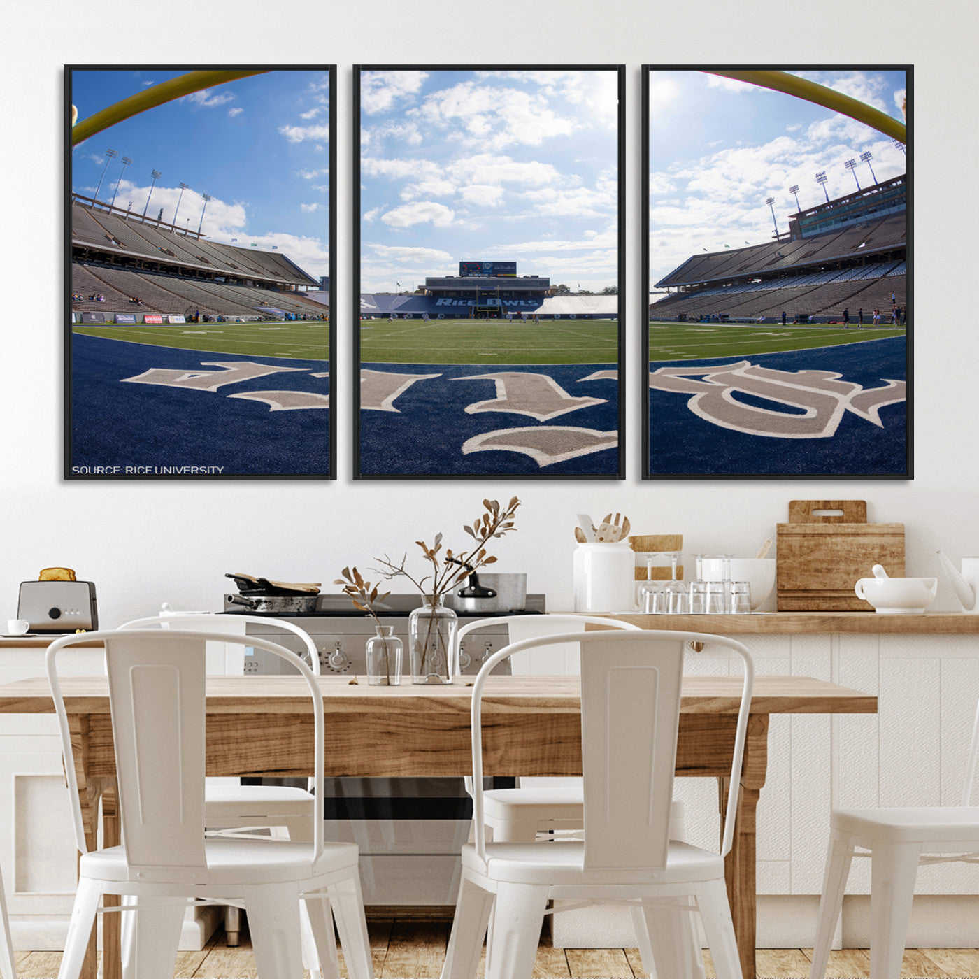 MGV-FC-60X30-3P - Rice University Owls Football Team Print - Houston Rice Stadium Wall Art Canvas Print