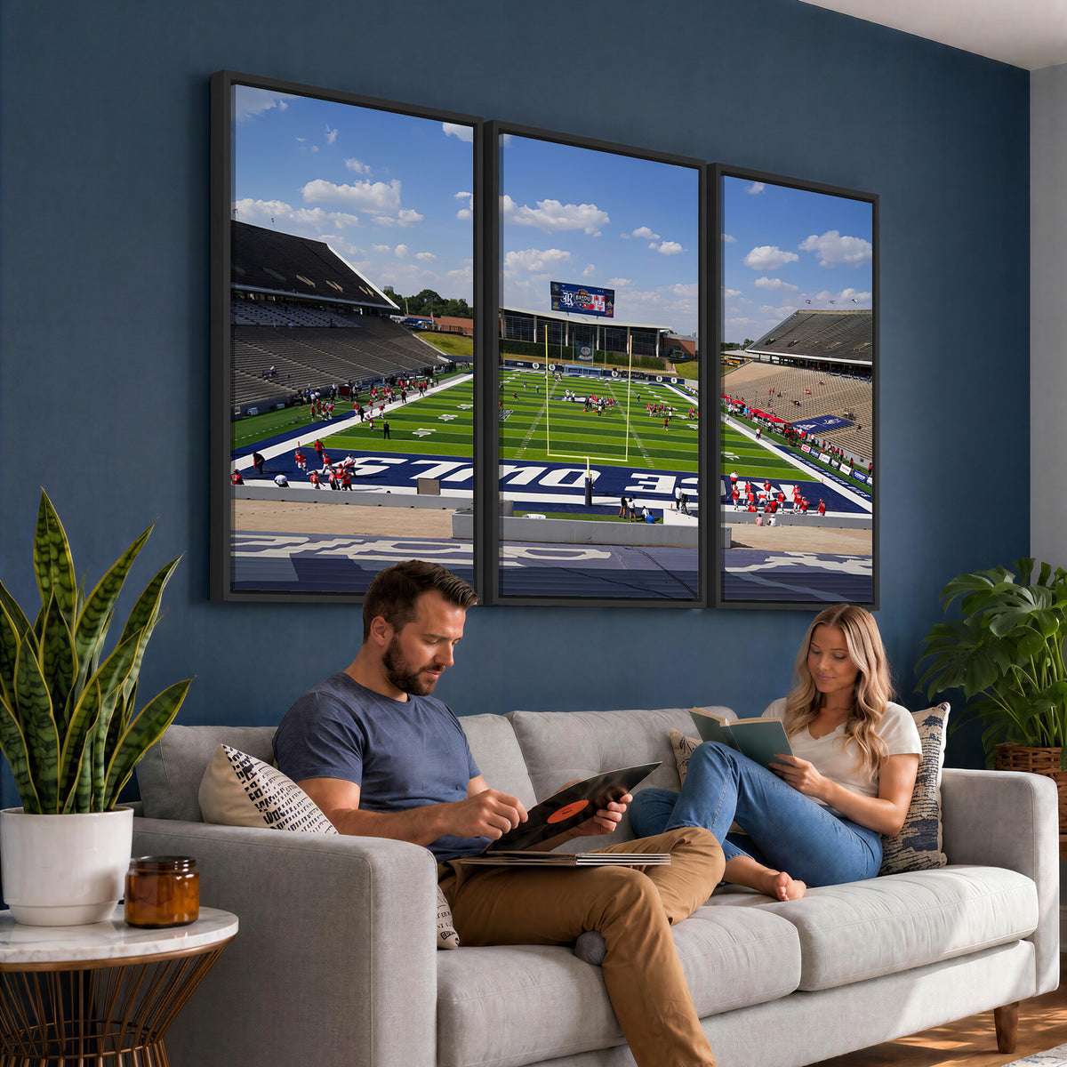92248-MGV-CV-36X24 - Rice University Owls Football Team Print, Houston Rice Stadium