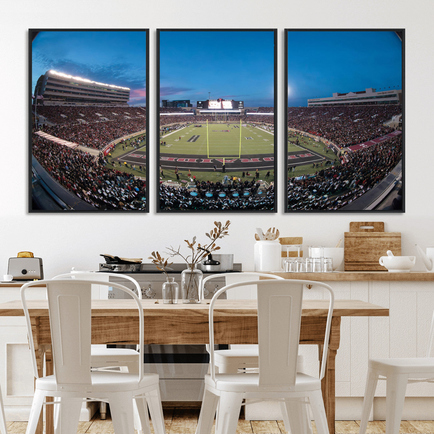 MGV-FC-60X30-3P - Texas Tech Red Raiders Canvas, Framed Football Team Print - Lubbock Jones AT&T Stadium Wall Art