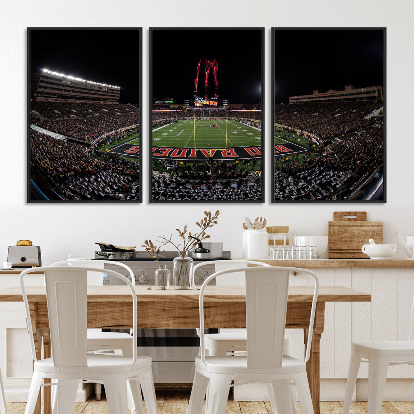 MGV-FC-60X30-3P - Framed Texas Tech Red Raiders Stadium Canvas, Texas Tech Red Raiders Football Team Print - Lubbock