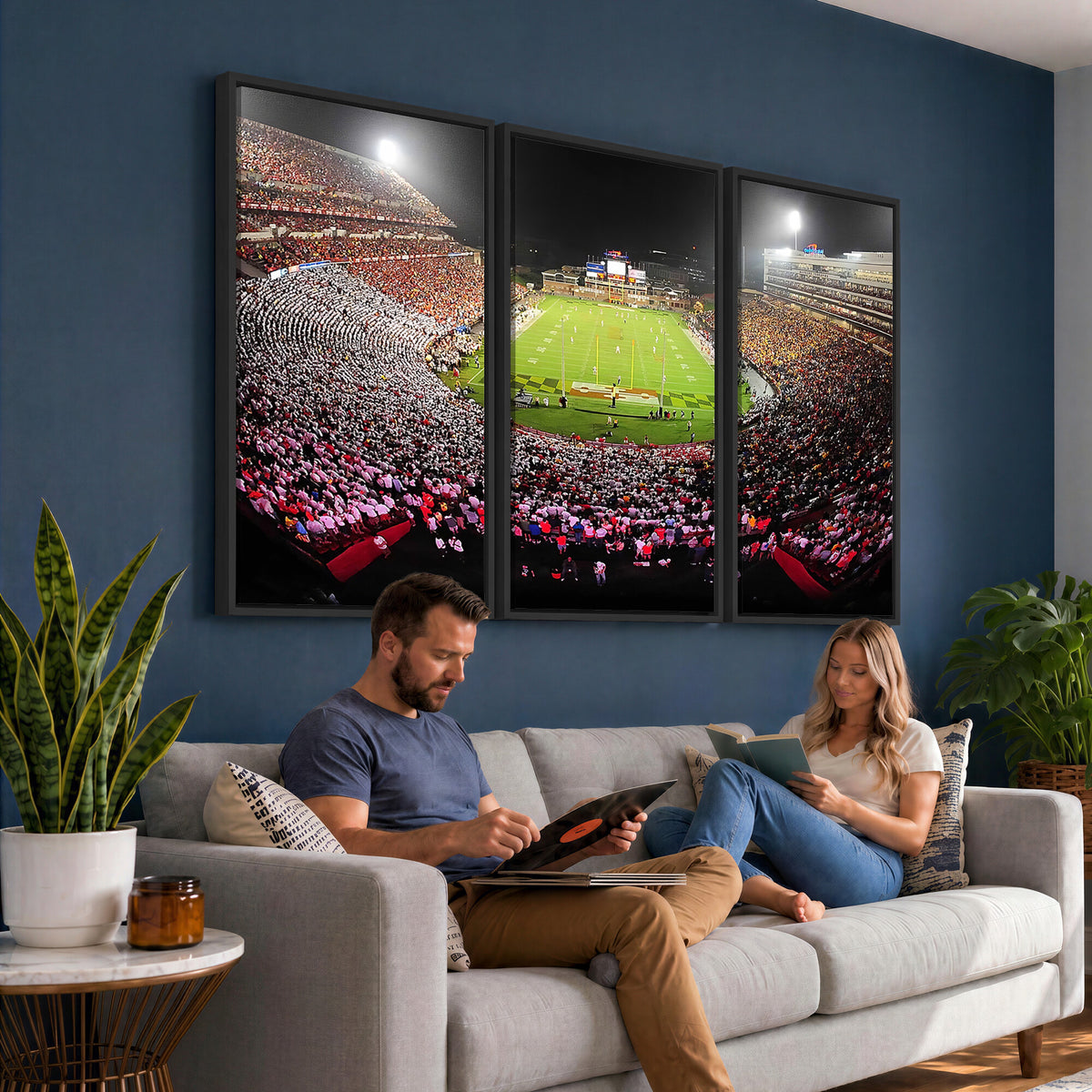12091-PAN-FL-20X10 - University of Maryland Terrapins Football Team Print - College Park SECU Stadium Wall Art Canvas