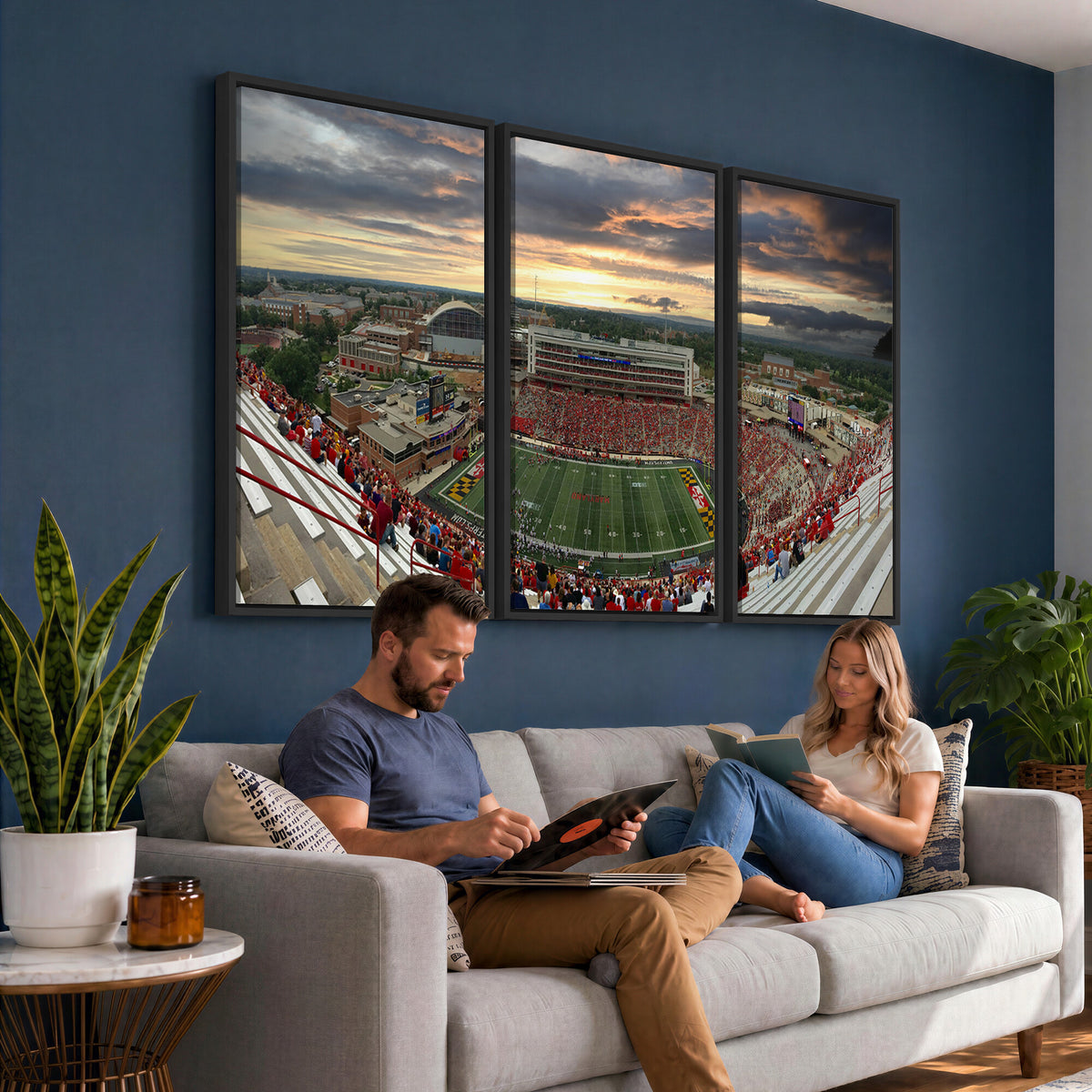 29993-PAN-FL-20X10 - University of Maryland Terrapins Football Team Print - College Park SECU Stadium Wall Art Canvas