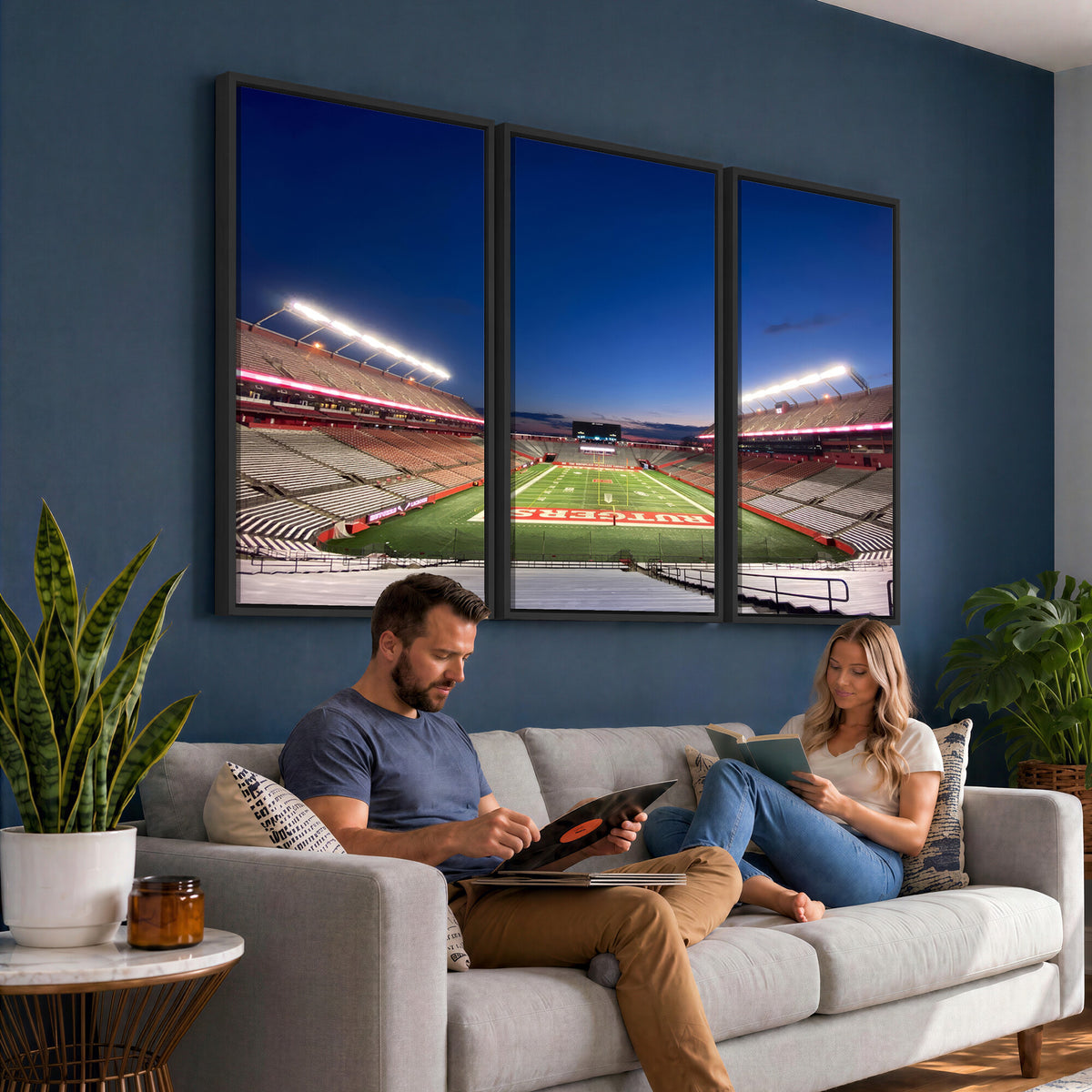 15051-MGV-CV-36X24 - Rutgers Scarlet Knights Football Team Print, Piscataway SHI Stadium