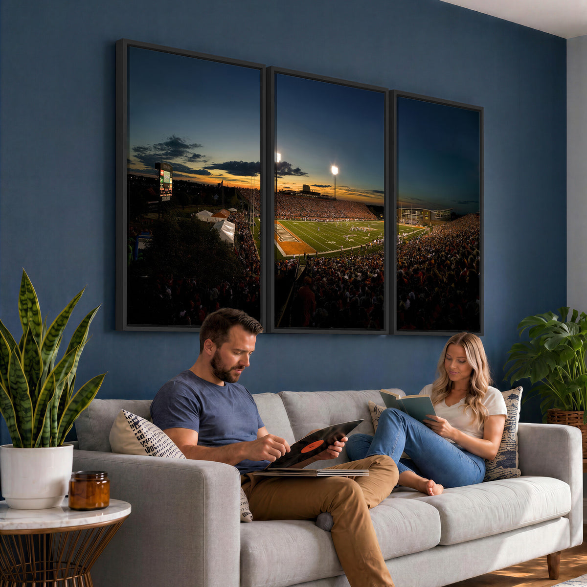 15980-PAN-FL-20X10 - Ball State Cardinals Football Team Print - Muncie Scheumann Stadium Wall Art Canvas Print