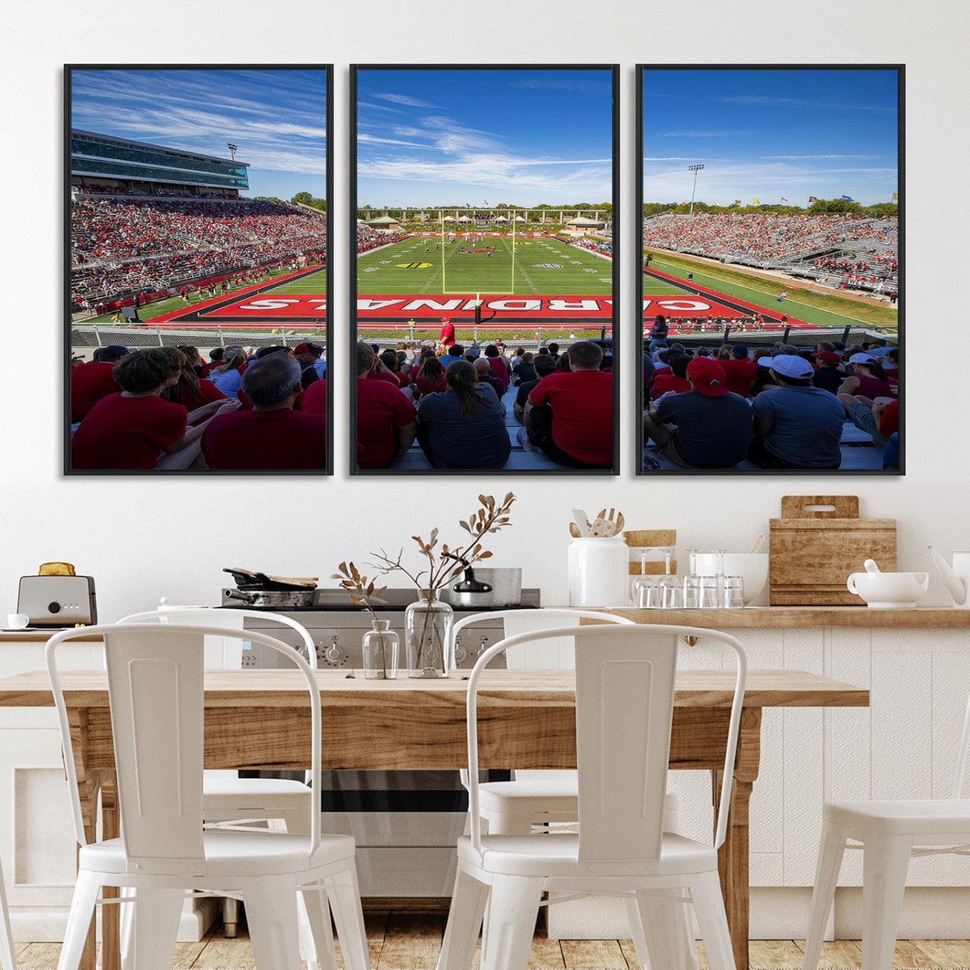 MGV-FC-60X30-3P - Ball State Cardinals Football Team Print - Muncie Scheumann Stadium Wall Art Canvas Print