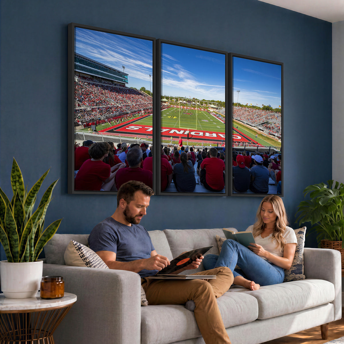 71475-PAN-FL-20X10 - Ball State Cardinals Football Team Print - Muncie Scheumann Stadium Wall Art Canvas Print