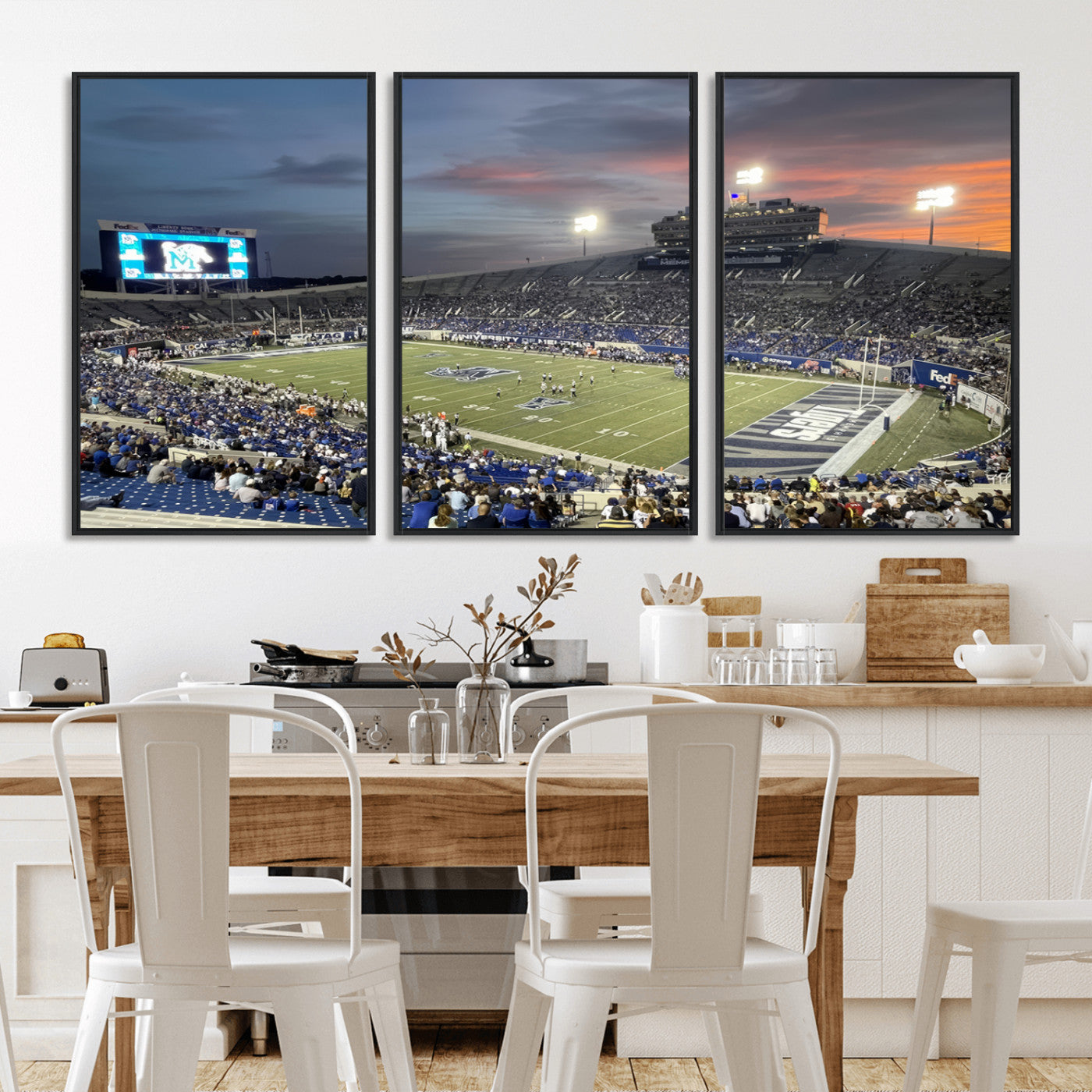 MGV-FC-60X30-3P - Memphis Tigers Football Team Print - Memphis Simmons Bank Liberty Stadium Wall Art Canvas Print