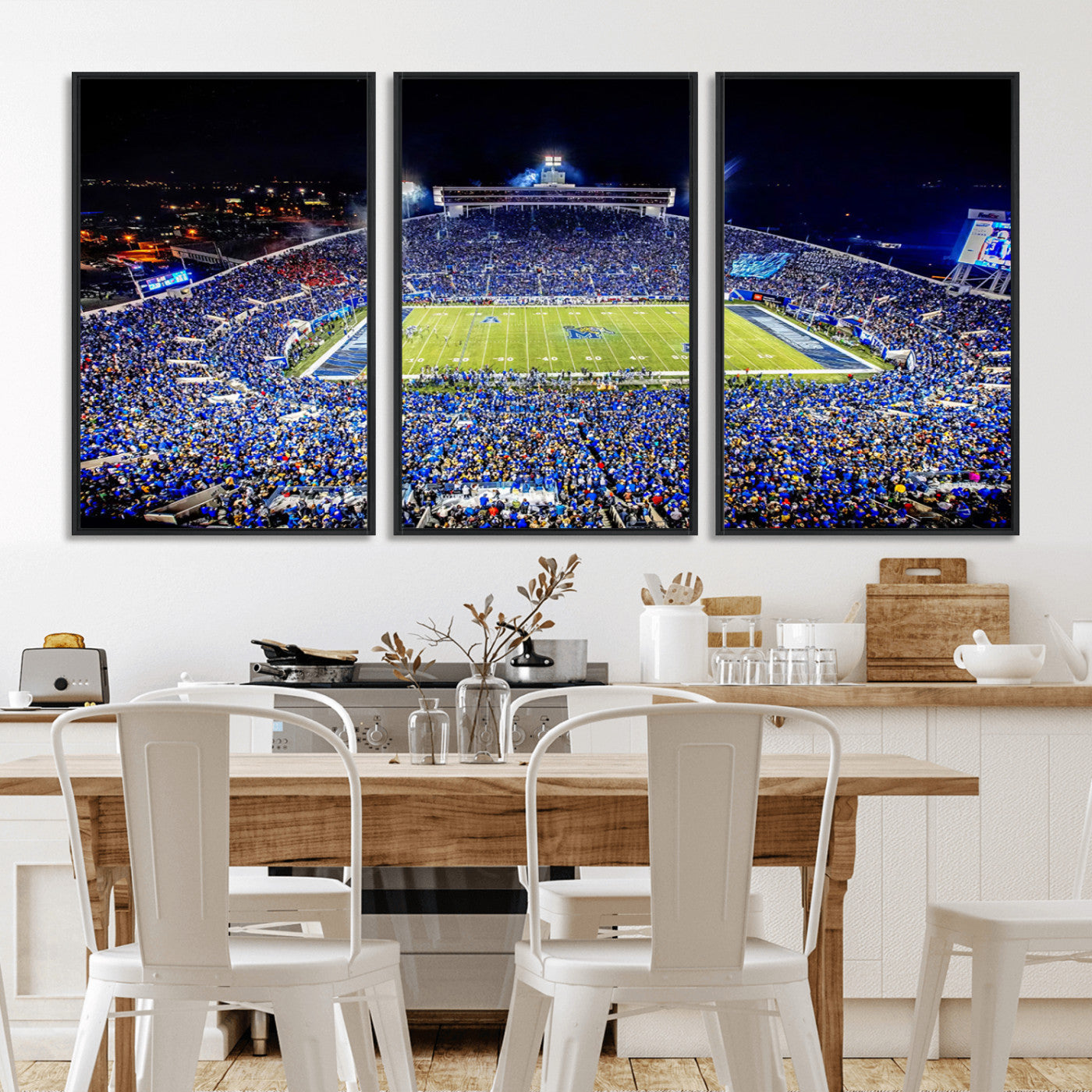MGV-FC-60X30-3P - University of Memphis Tigers Football Team Print - Memphis Simmons Bank Liberty Stadium Wall Art