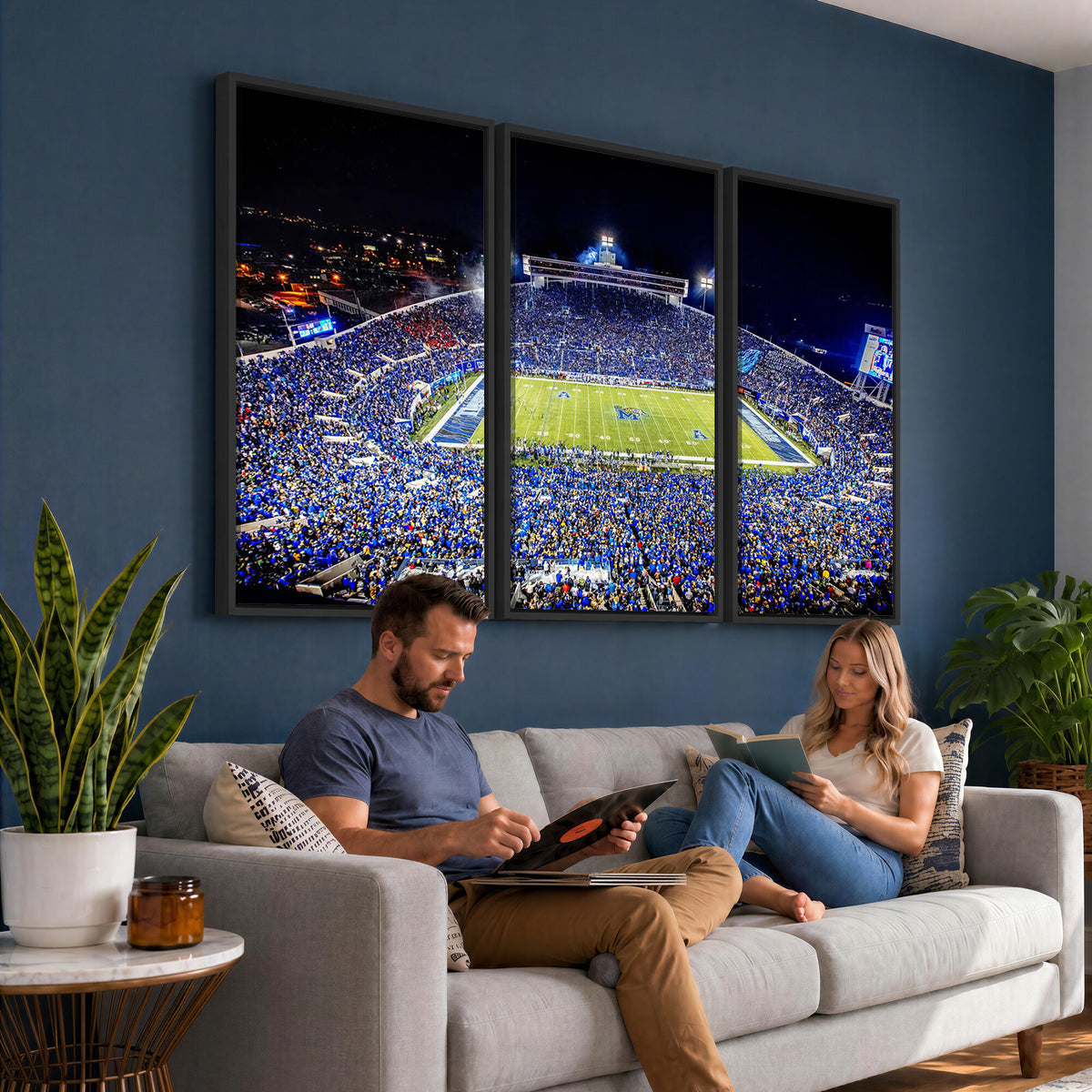 11665-PAN-FL-20X10 - University of Memphis Tigers Football Team Print - Memphis Simmons Bank Liberty Stadium Wall Art