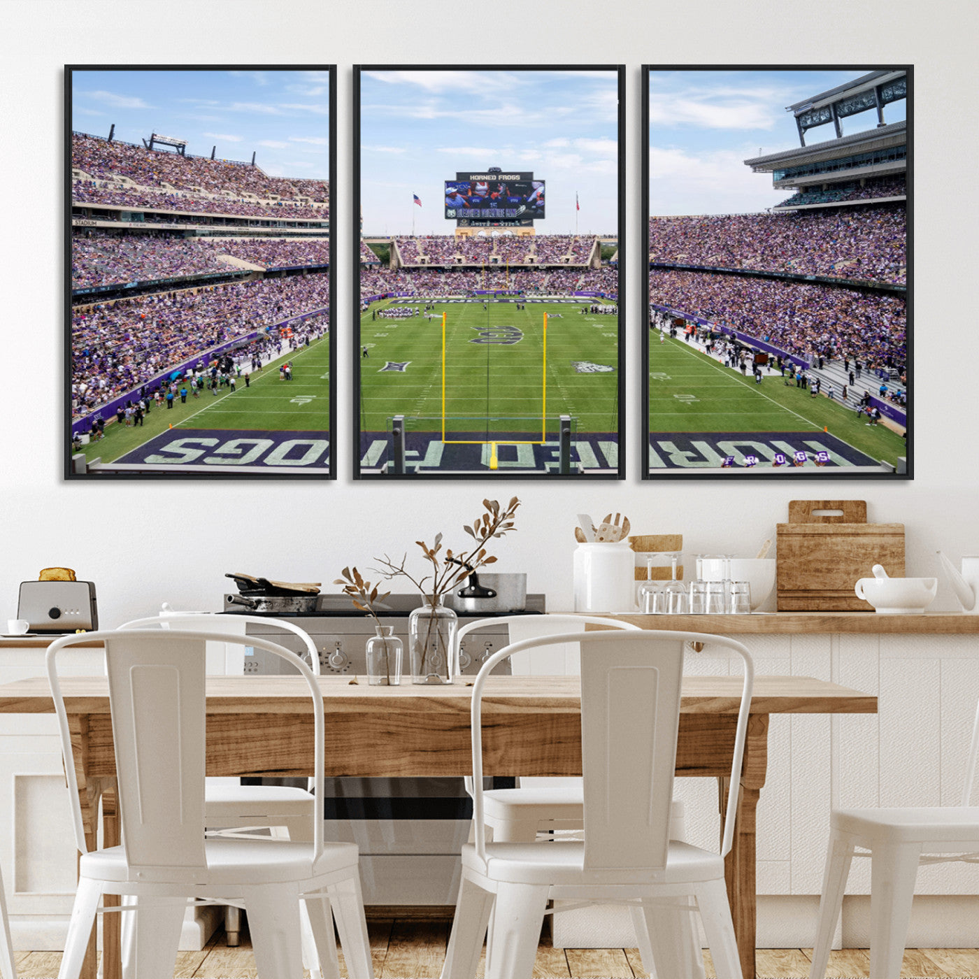 MGV-FC-60X30-3P - TCU Horned Frogs Football Team Print - Fort Worth Amon G. Carter Stadium Wall Art Canvas Print