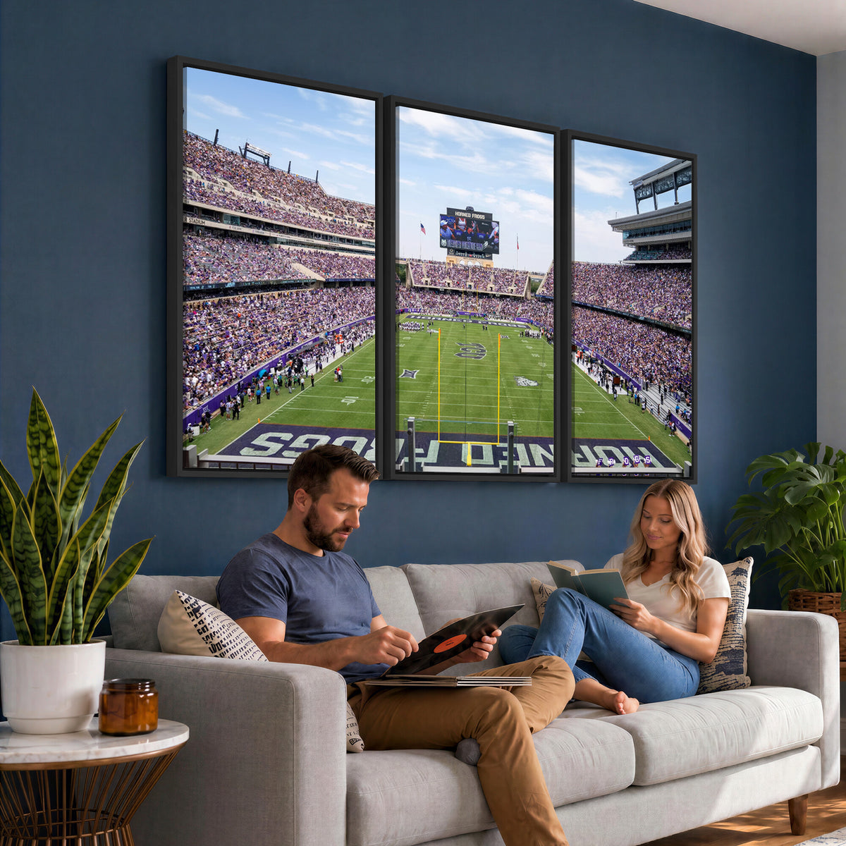 27650-PAN-FL-20X10 - TCU Horned Frogs Football Team Print - Fort Worth Amon G. Carter Stadium Wall Art Canvas Print
