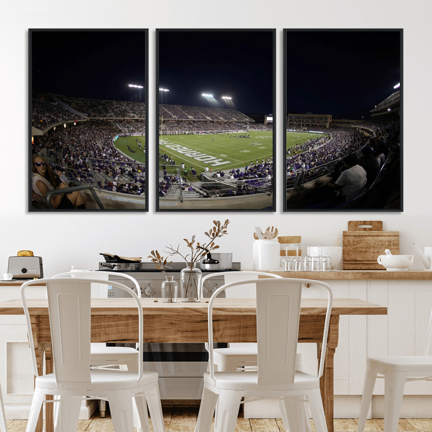 MGV-FC-60X30-3P - TCU Horned Frogs Football Team Print - Fort Worth Amon G. Carter Stadium Wall Art Canvas Print.
