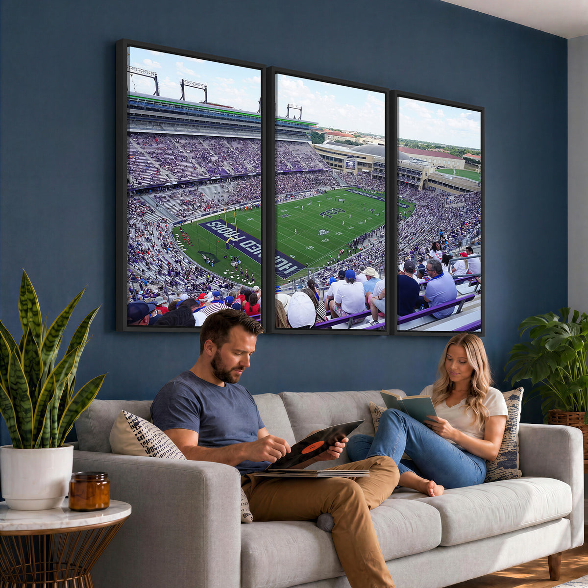 95139-MGV-CV-36X24 - The Texas Christian University TCU Horned Frogs Football Team Print, Fort Worth