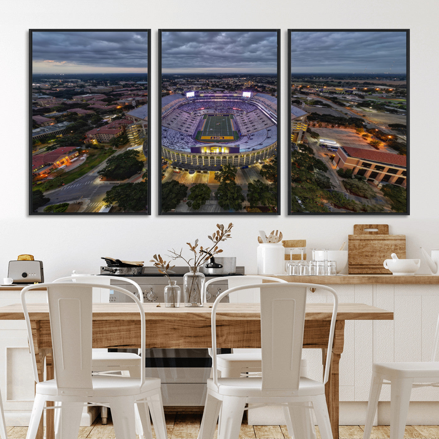 MGV-FC-60X30-3P - The Louisiana State University Tigers Football Team Print - Baton Rouge Tiger Stadium Wall Art