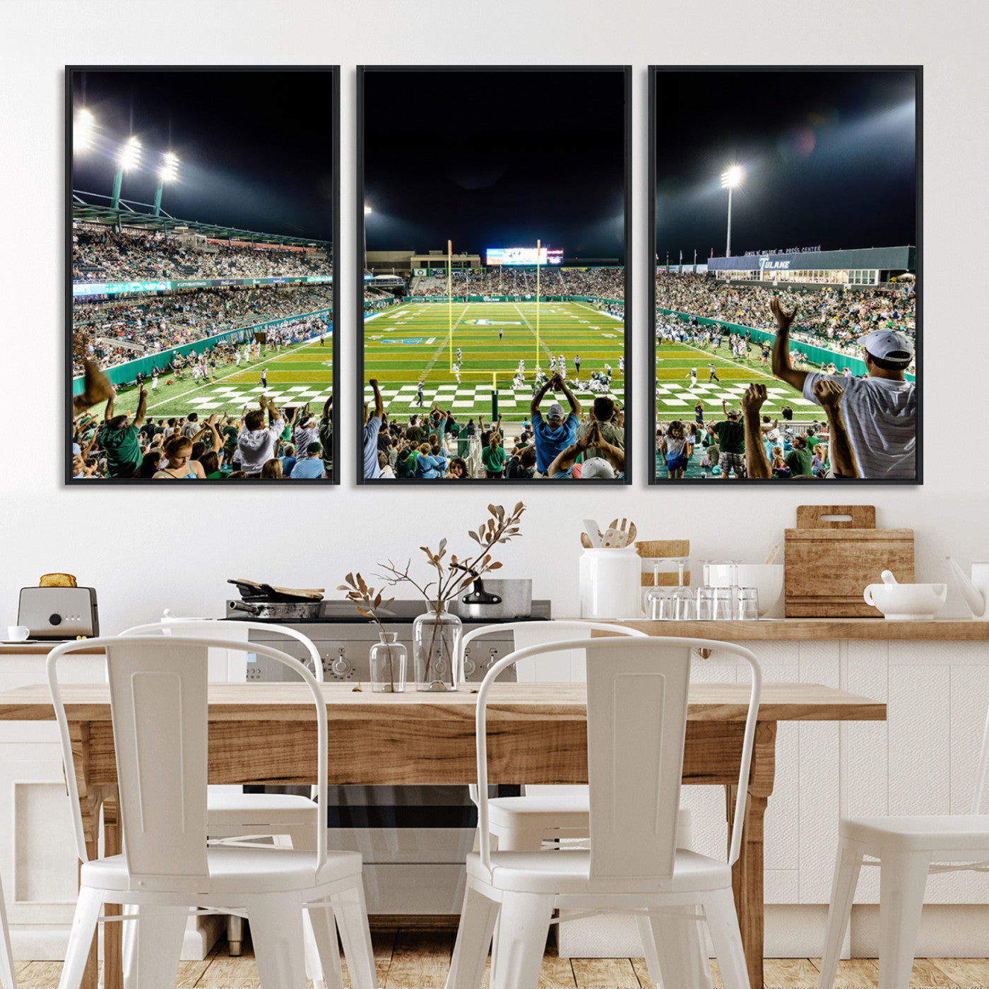 MGV-FC-60X30-3P - The Tulane University Green Wave Football Team Print - New Orleans Yulman Stadium Wall Art Canvas
