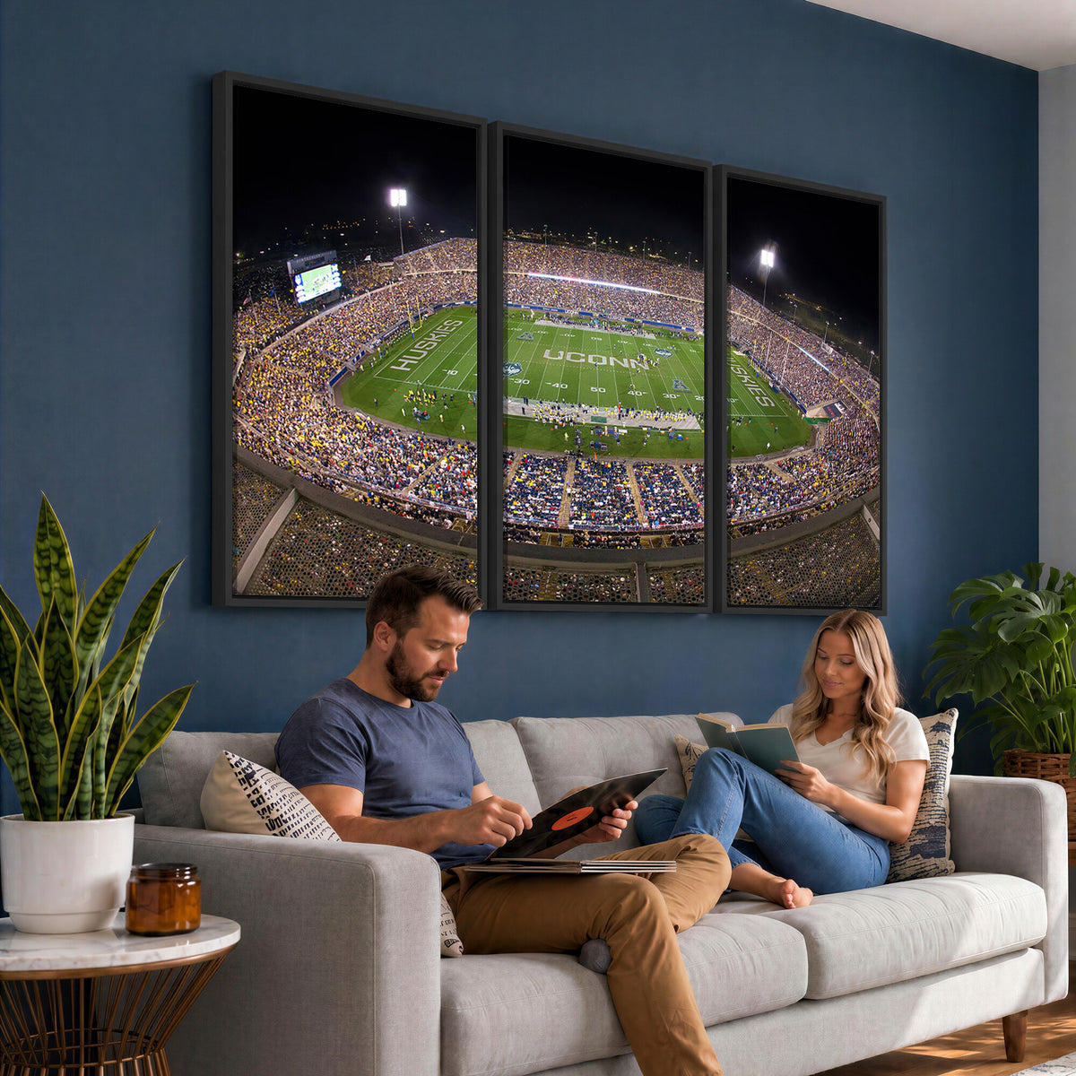 52855-MGV-CV-36X24 - The University of Connecticut UCONN Huskies Football Team Print, East Hartford