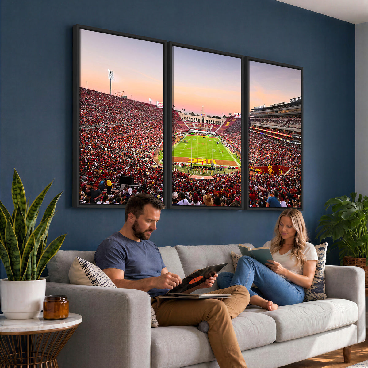 39904-MGV-CV-36X24 - The University of Southern California USC Trojans Football Team Print, Home Bar Wall Decor