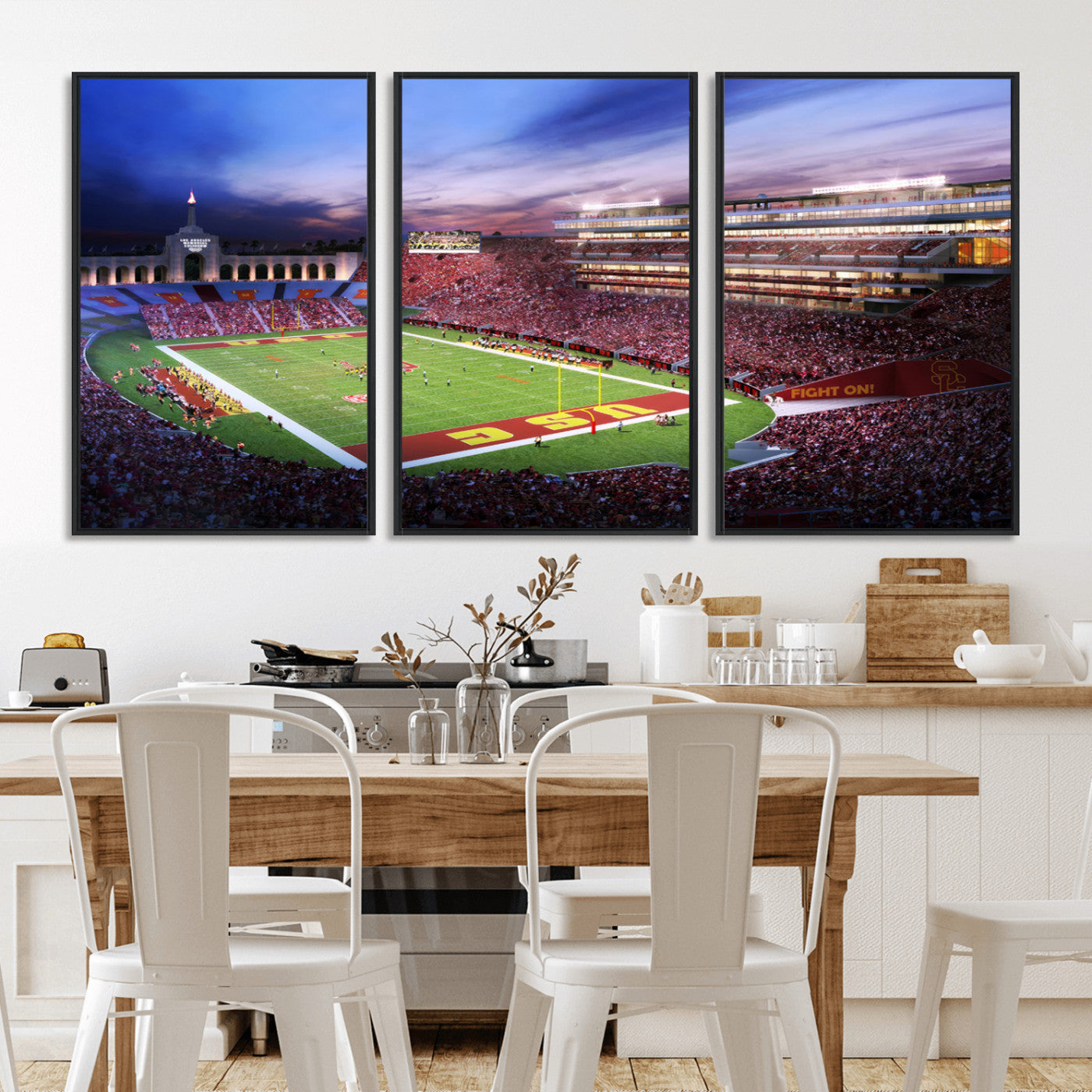 MGV-FC-60X30-3P - The University of Southern California USC Trojans Football Team Print - Los Angeles Memorial