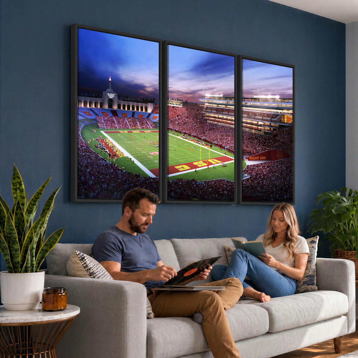71879-MGV-CV-36X24 - The University of Southern California USC Trojans Football Team Print, Framed and Ready to Hang