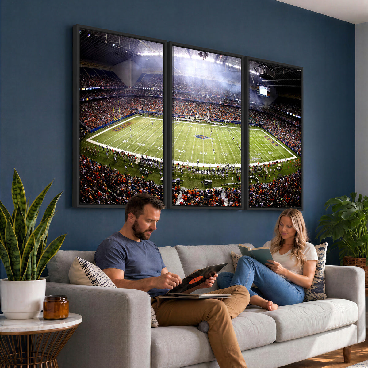 46972-MGV-CV-36X24 - The University of Texas at San Antonio Roadrunners Football Team Print, Framed and Ready to Hang