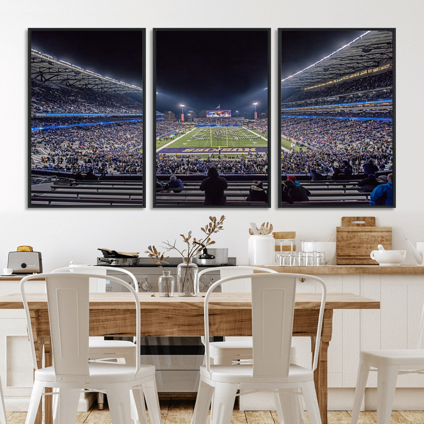 MGV-FC-60X30-3P - The University of Washington Huskies Football Team Print - Seattle Husky Stadium Wall Art Canvas