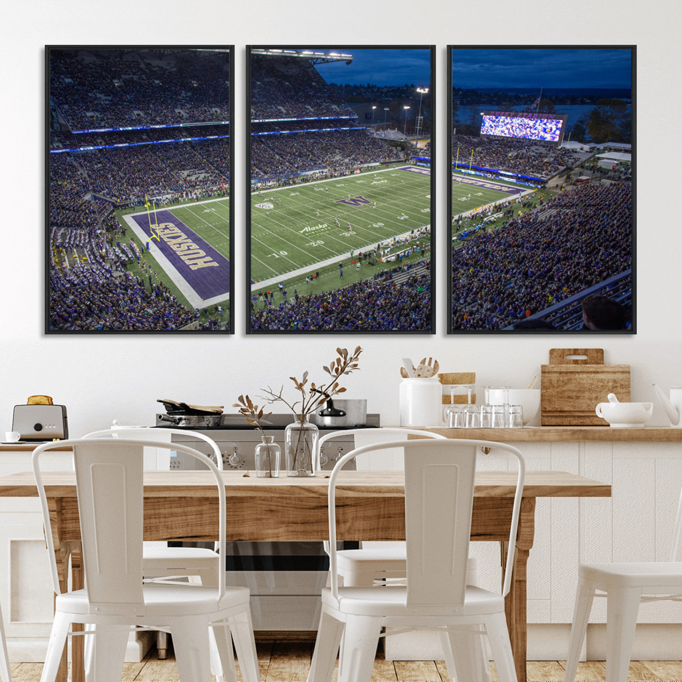 MGV-FC-60X30-3P - The University of Washington Huskies Football Team Print - Seattle Husky Stadium Wall Art Canvas