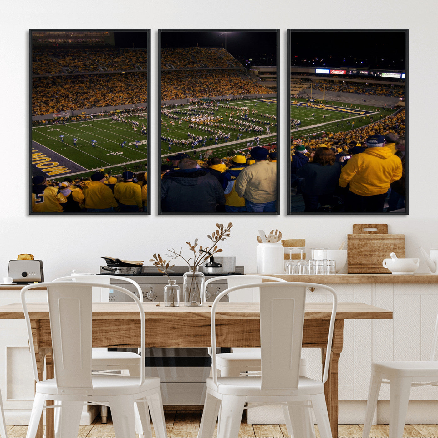 MGV-FC-60X30-3P - West Virginia Uni Mountaineers Football Team Print - Milan Puskar Stadium Canvas Print Wall Art,