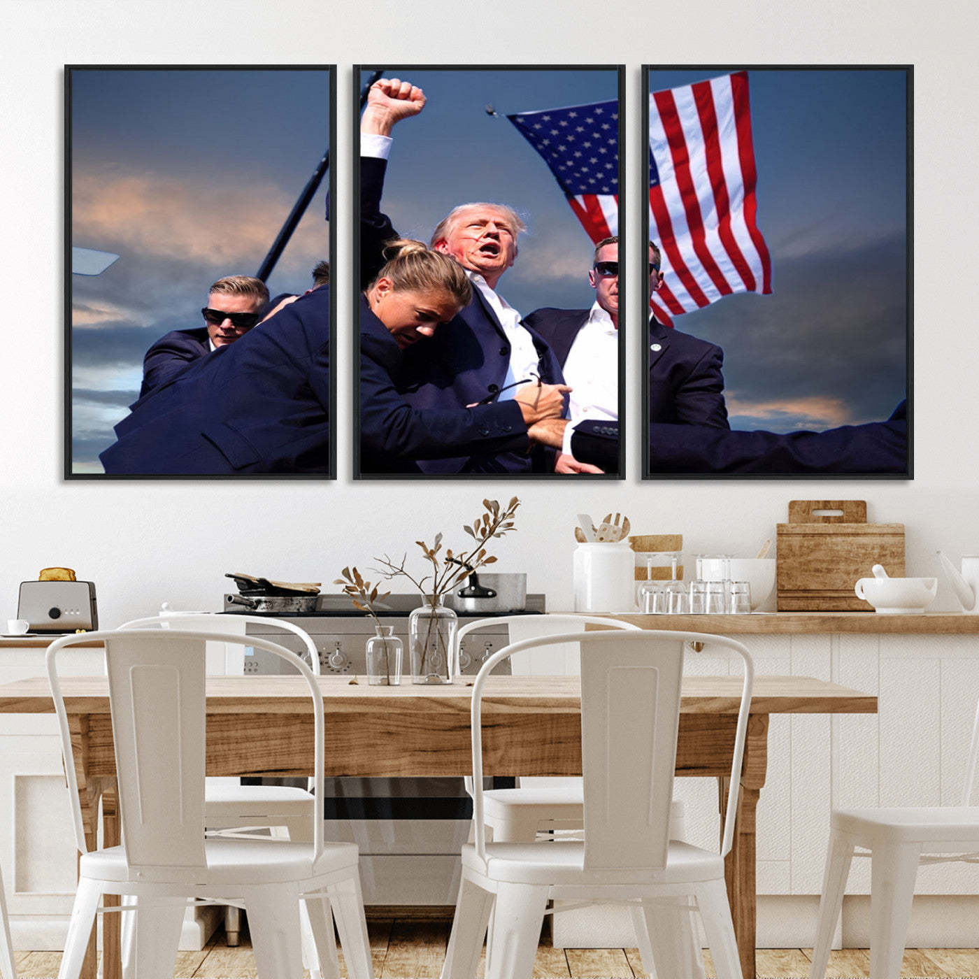 MGV-FC-60X30-3P - Donald Trump Assassination Attempt Wall Art Print, Trump Historic Footage - Iconic Reaction by Trump