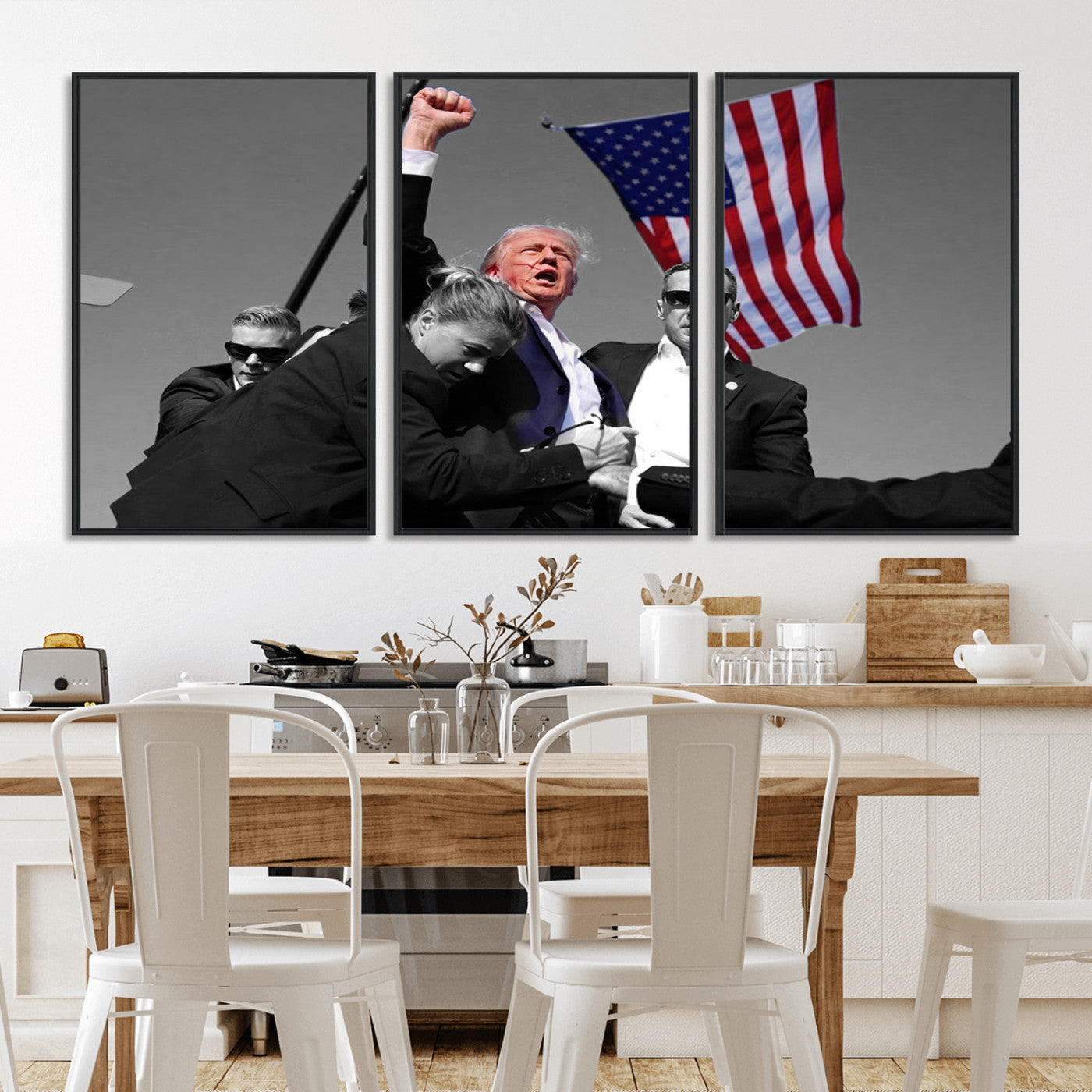 MGV-FC-60X30-3P - Donald Trump Assassination Attempt Wall Art Print, Trump Historic Footage - Iconic Reaction by Trump