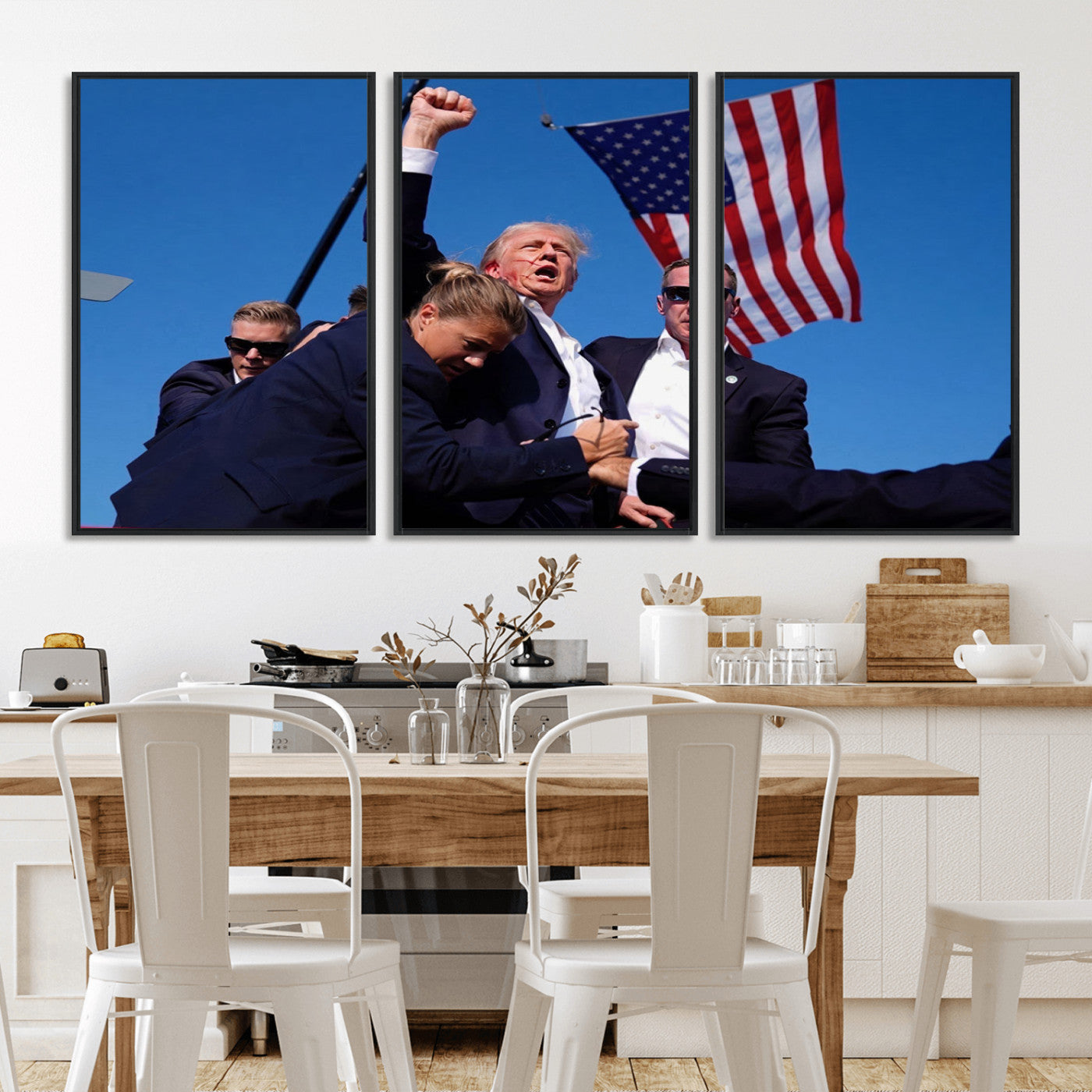 MGV-FC-60X30-3P - Donald Trump Assassination Attempt Wall Art Print, Trump Historic Footage - Iconic Reaction by Trump