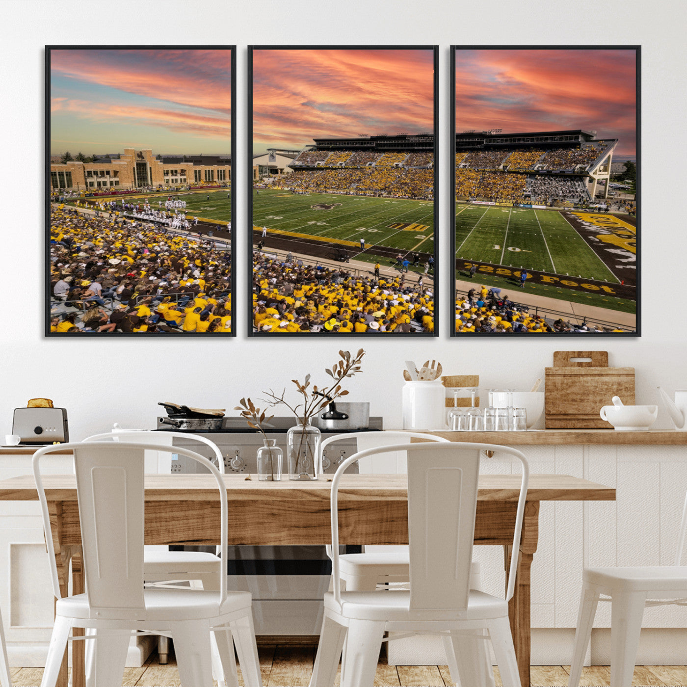 MGV-FC-60X30-3P - University of Wyoming Cowboys Football Team Print - Laramie Jonah Field War Memorial Stadium Wall