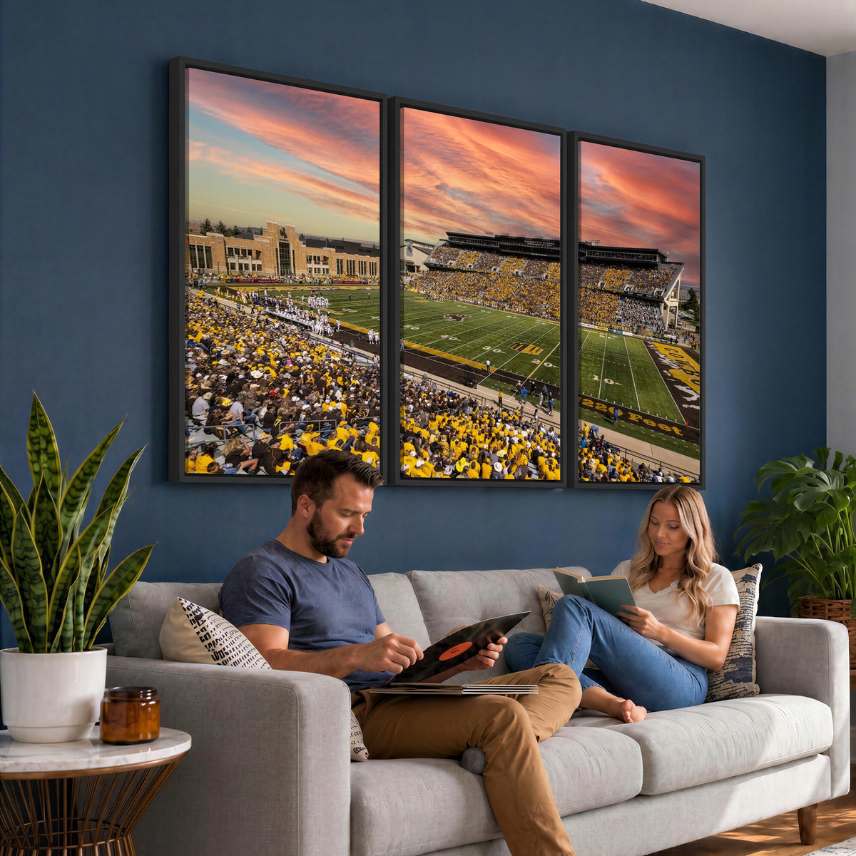 90508-MGV-CV-36X24 - University of Wyoming Cowboys Football Team Print, Laramie, Extra Large Game Room Wall Decor