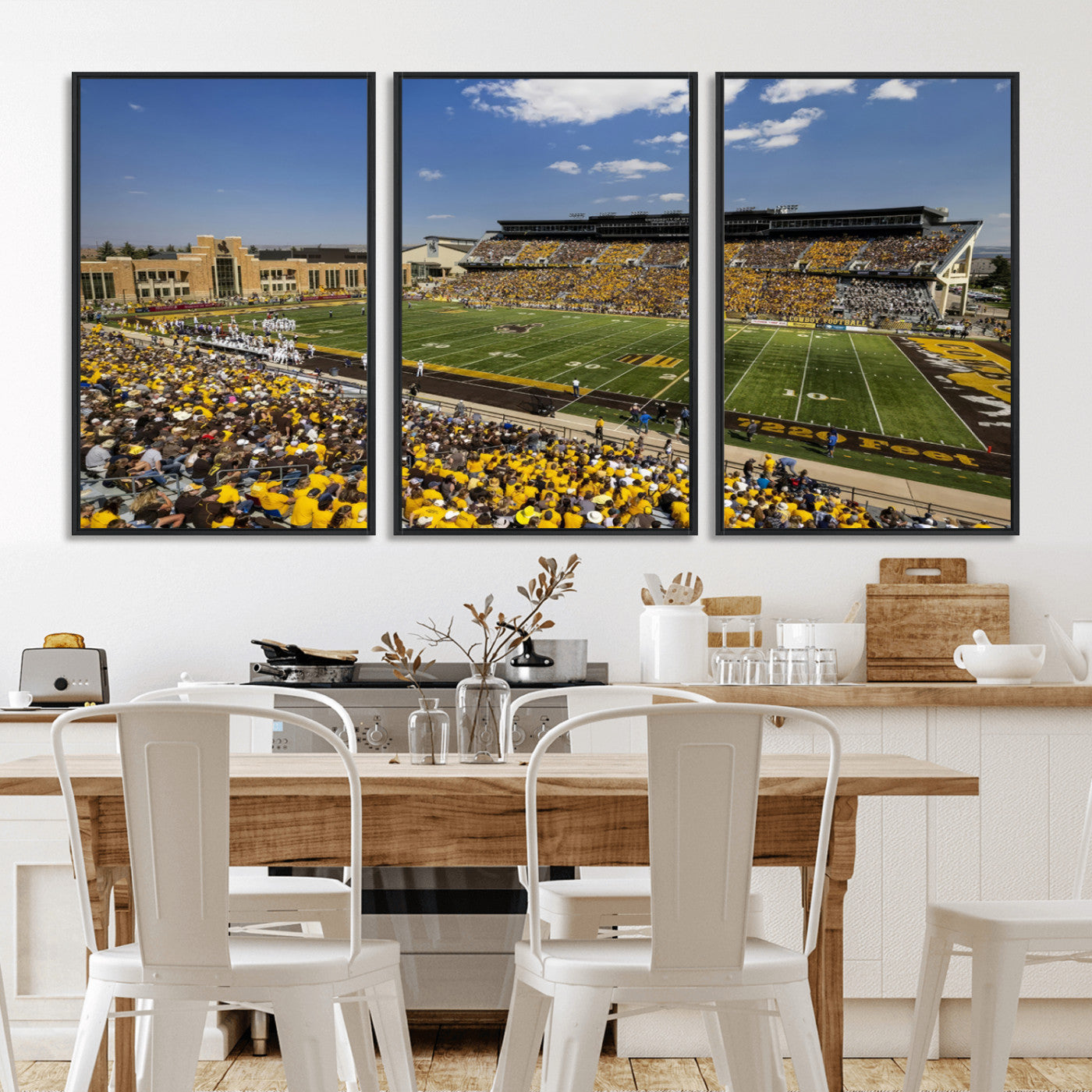 MGV-FC-60X30-3P - University of Wyoming Cowboys Football Team Print - Laramie Jonah Field War Memorial Stadium Wall
