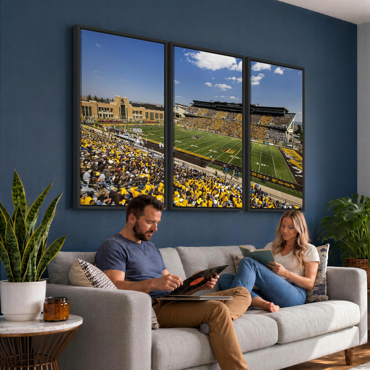 75112-MGV-CV-36X24 - University of Wyoming Cowboys Football Team Print, Laramie, Home Bar Wall Decor