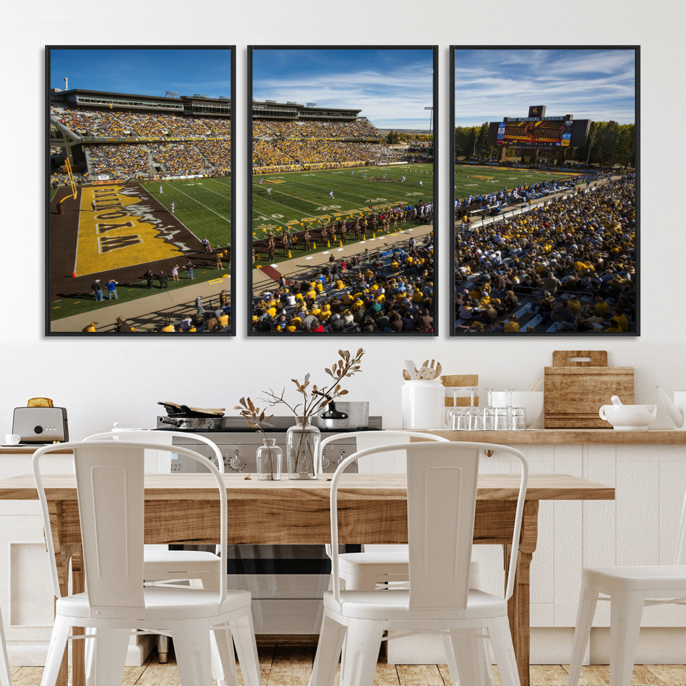 MGV-FC-60X30-3P - University of Wyoming Cowboys Football Team Print - Laramie Jonah Field War Memorial Stadium Wall